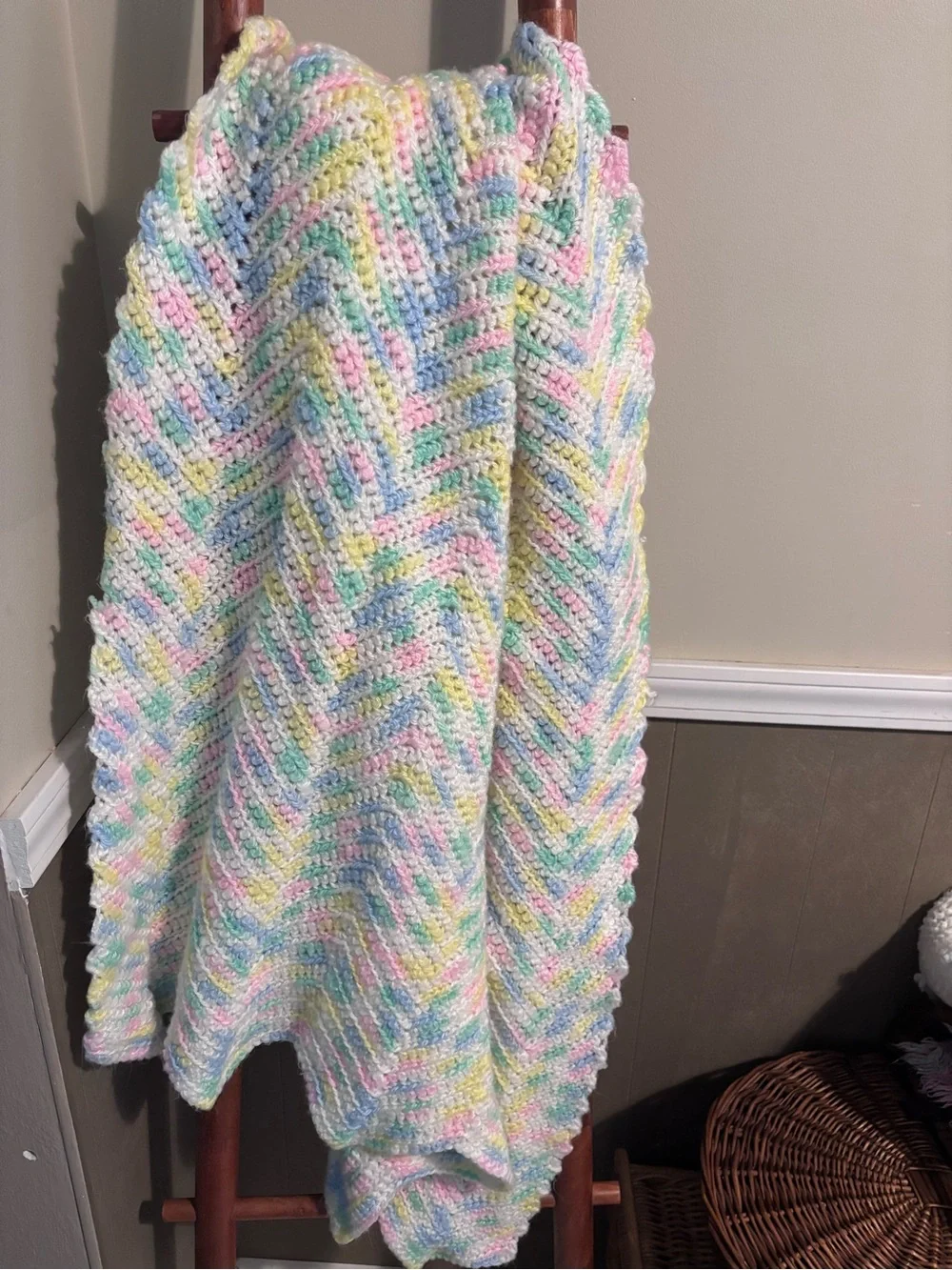Pastel Multicolor Crochet Baby Blanket Handmade
